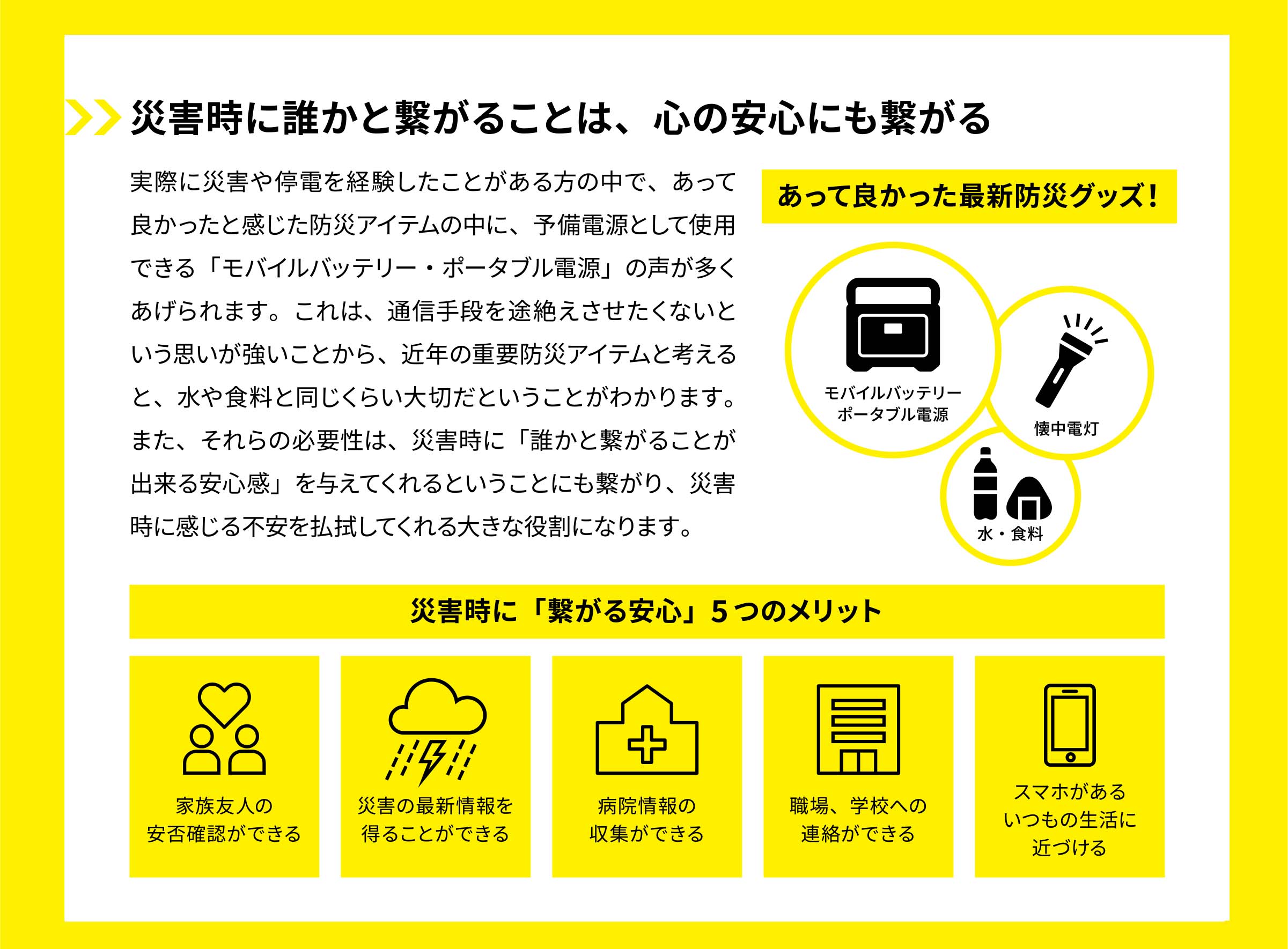 災害時に誰かと繋がることは、心の安心