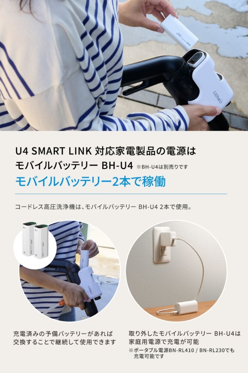 Litheli】【BH-U4バッテリー別売】コードレス高圧洗浄機 U04PC00-0J010