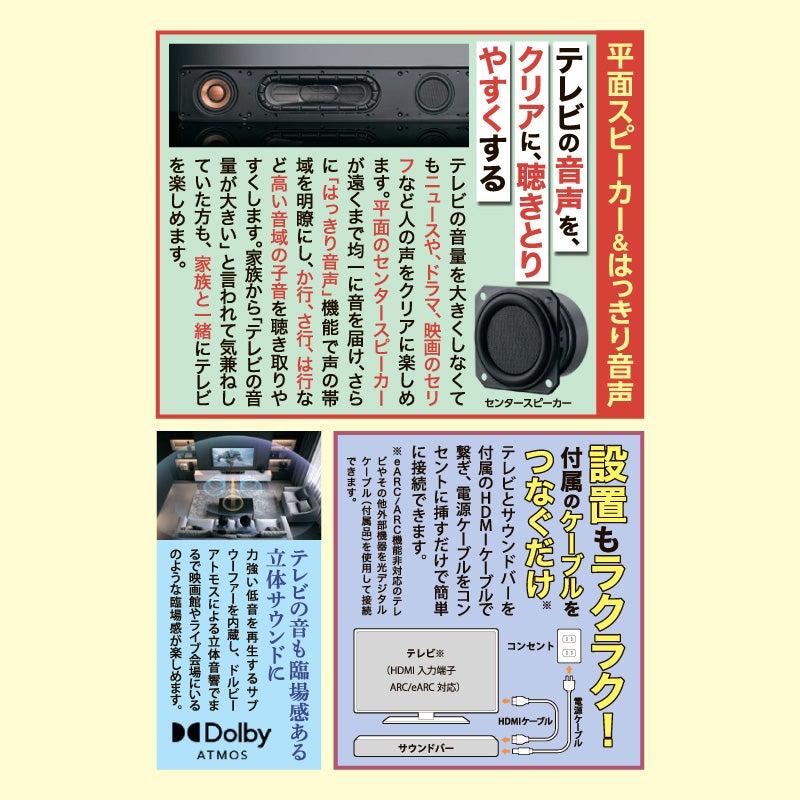 読売新聞】ビクターサウンドバー（テレビ用スピーカー）ウッドコーン